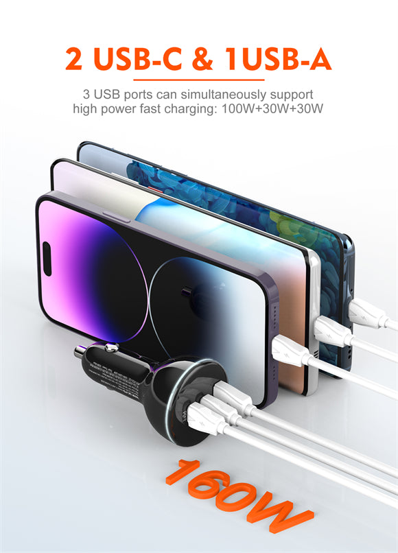 LDNIO C102 160W Super Fast Car Charger