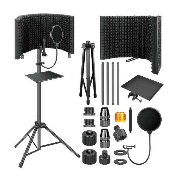 FORUBAR Microphone Isolation Shield with Pop Filter and Tripod Stand