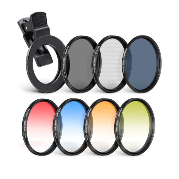 NEEWER 67 mm ND Plus CPL Plus Effect Filter Set with Mobile Phone Lens Clamp