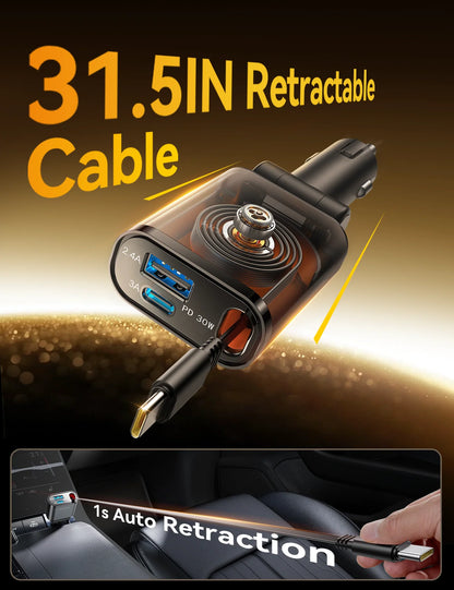 JR CCL07 45W 3 in 1 Retractable Car Charger