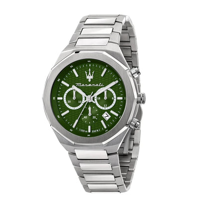 MASERATI STILE 45MM CHR GREEN DIAL BR SS MEN'S WATCH - R8873642011